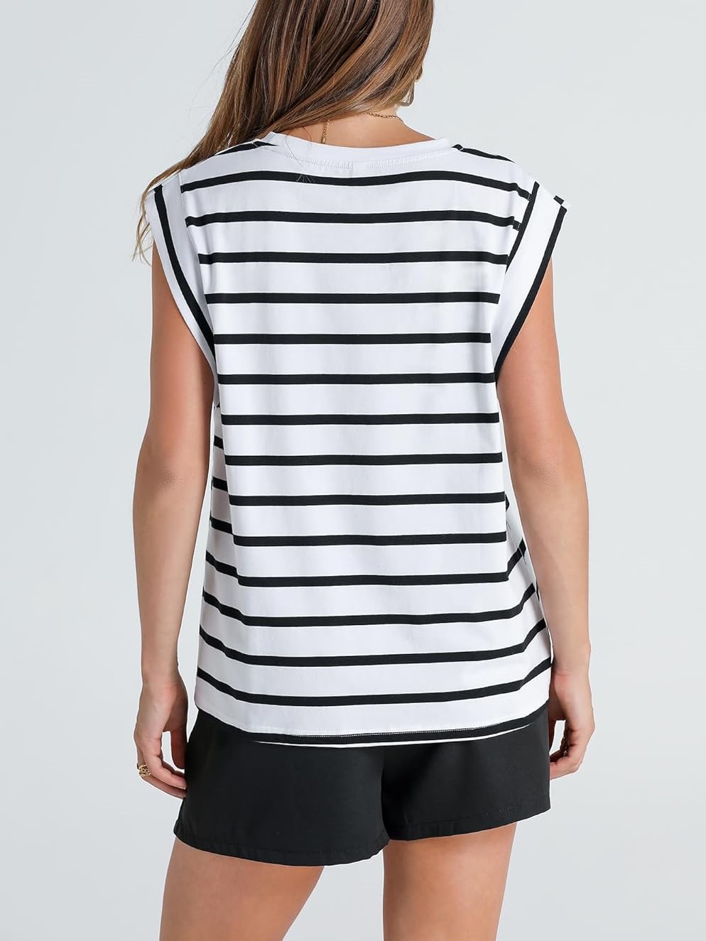 Women's Crewneck Cap Sleeve Casual Tank Basic Tee