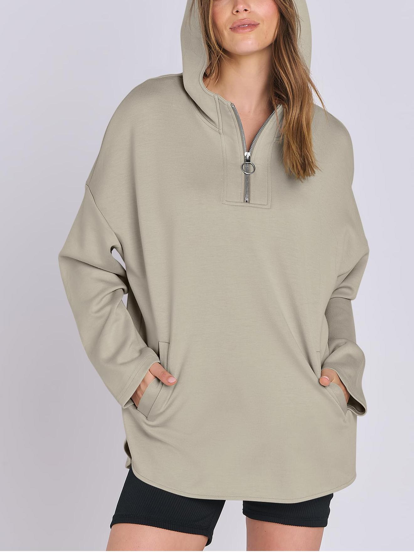 🔥Hot Sale-Women's Oversized Quarter Zip Tunic Hoodie (Buy 2 Free Shipping)