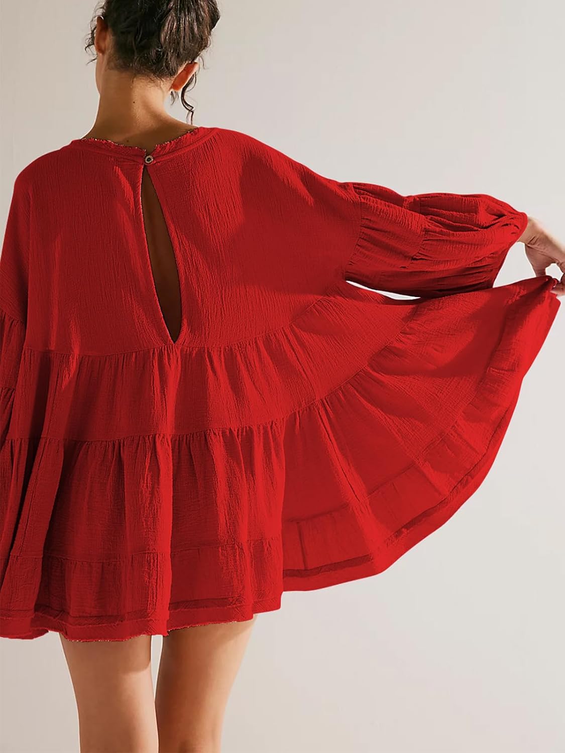 Casual Balloon Sleeve Ruffle Top (Buy 2 Free Shipping)