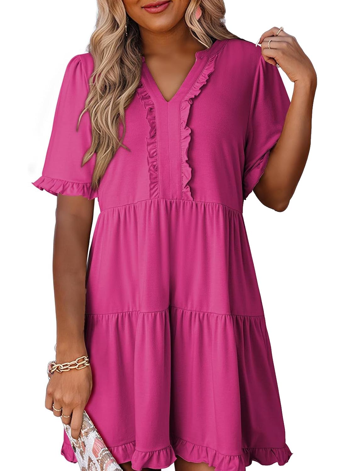 Women's Spring Short Sleeve Casual A-Line Flowing Hem Dress(BUY 2 FREE SHIPPING)