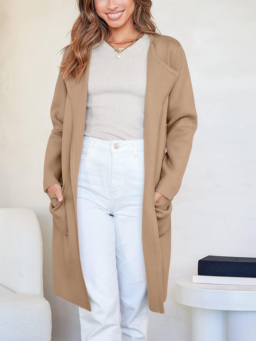  Women's Casual Long Lightweight Cardigan Jacket Coat（Buy 2 Free Shipping）