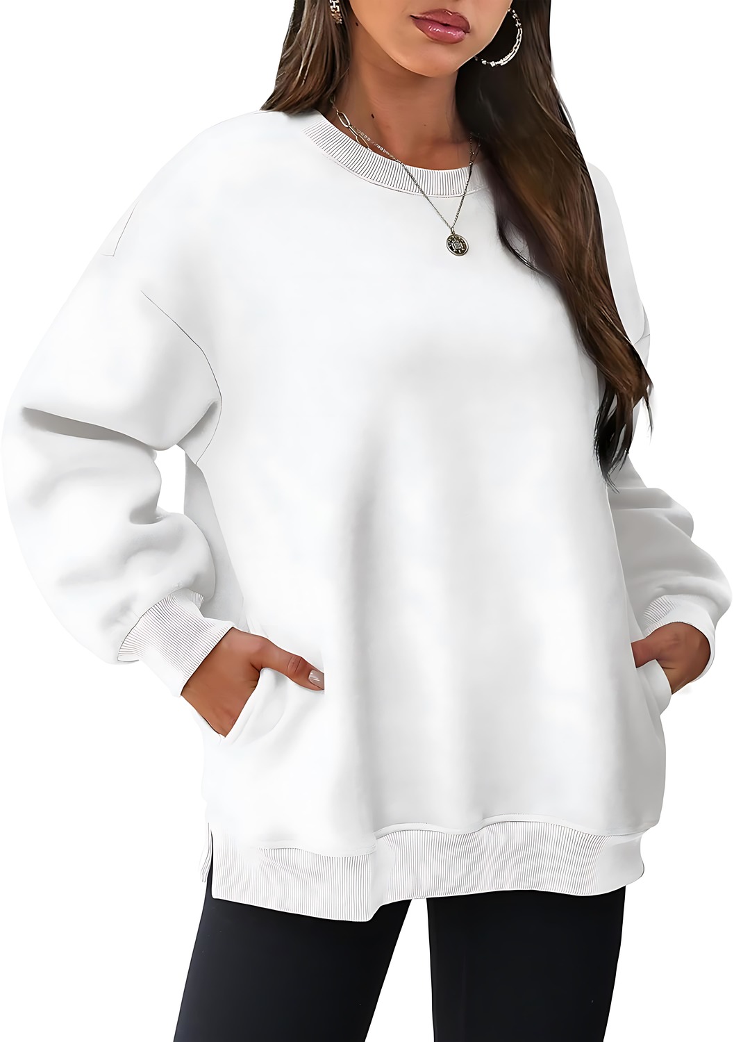 Women's Oversized Crewneck Pullover Sweatshirts with Pocket