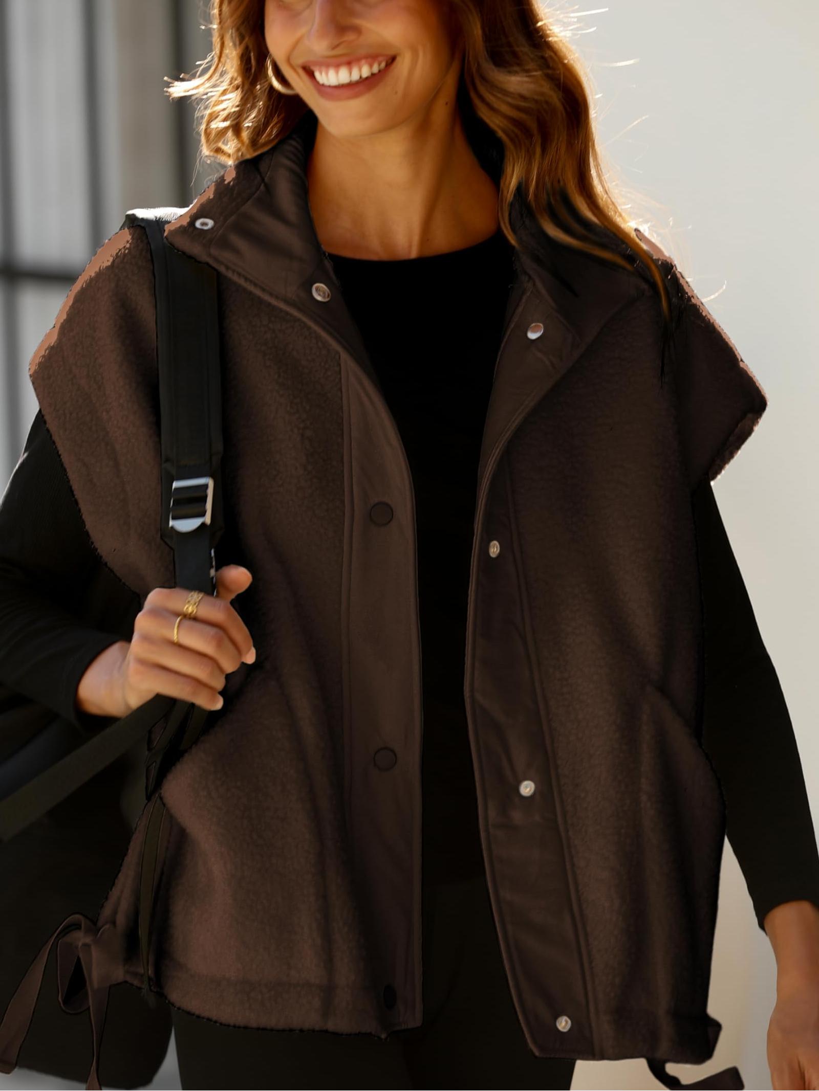  Women's Fuzzy Fleece Vest Oversized Sleeveless Sherpa Jacket (Buy 2 10% off)