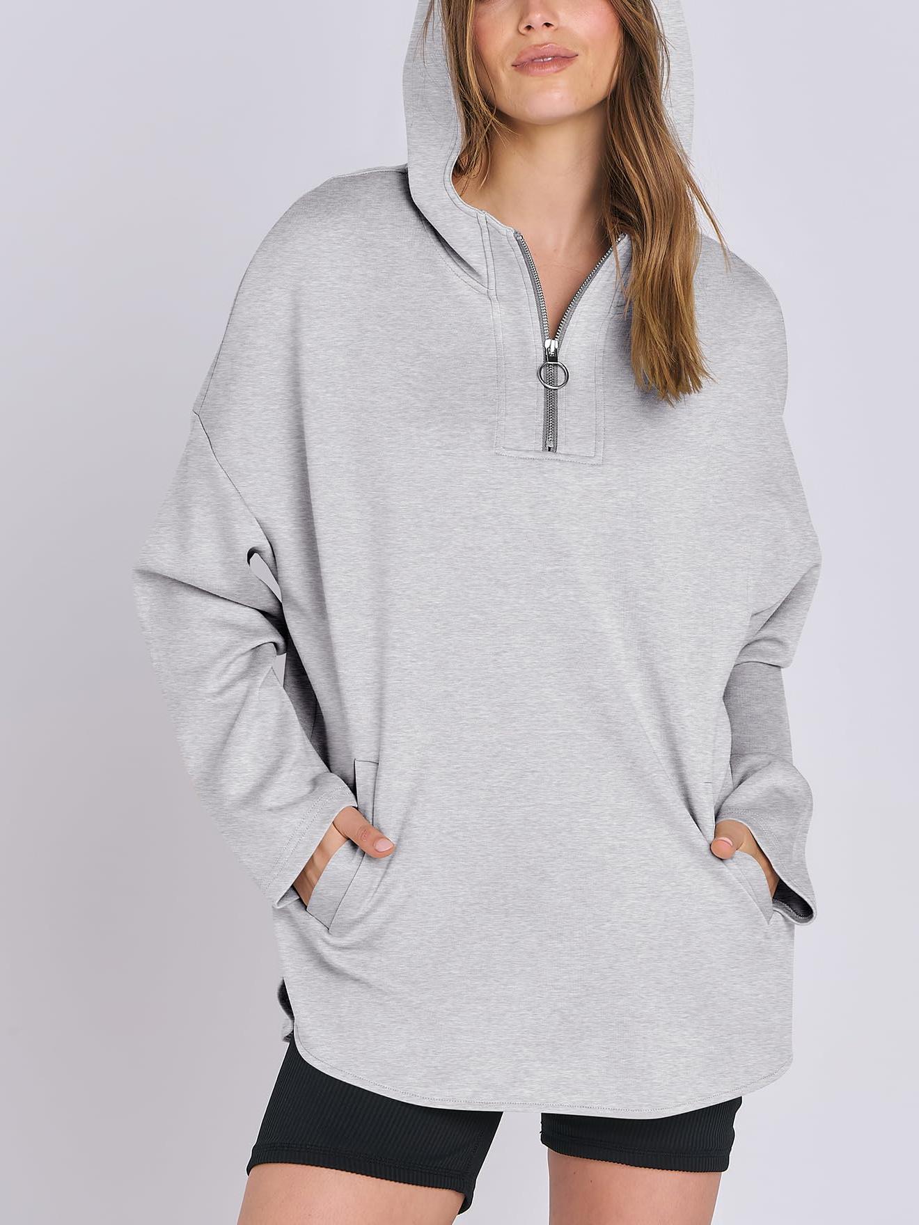 🔥Hot Sale-Women's Oversized Quarter Zip Tunic Hoodie (Buy 2 Free Shipping)