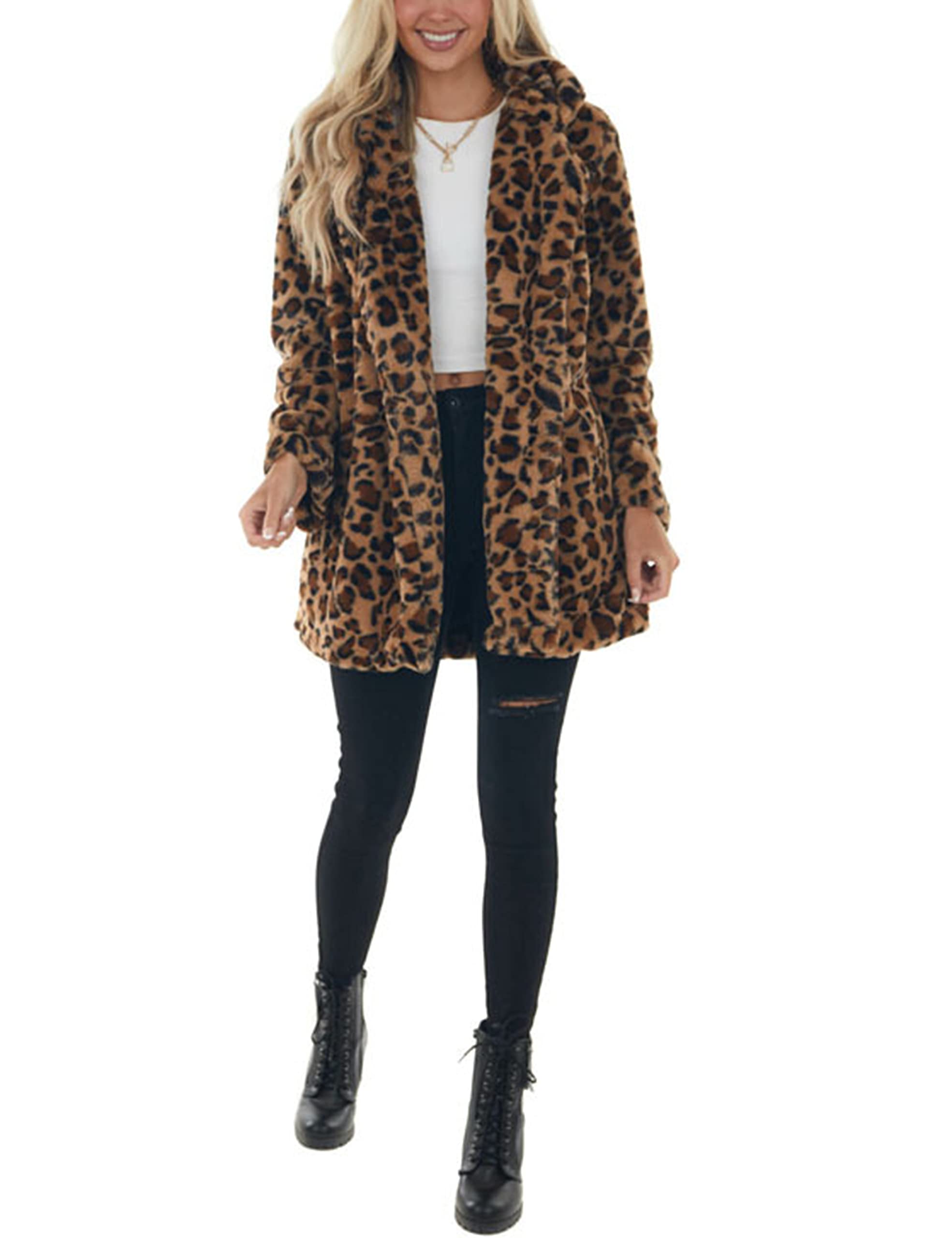 HOT SALE Women's Faux Fur Jackets Leopard Coats