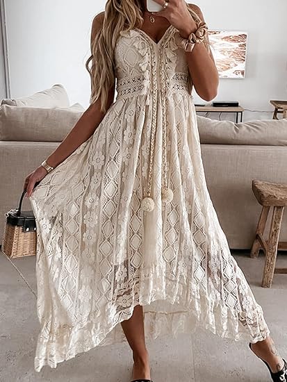 Boho Tassel Beach Summer Maxi Dress-hivebabe.com