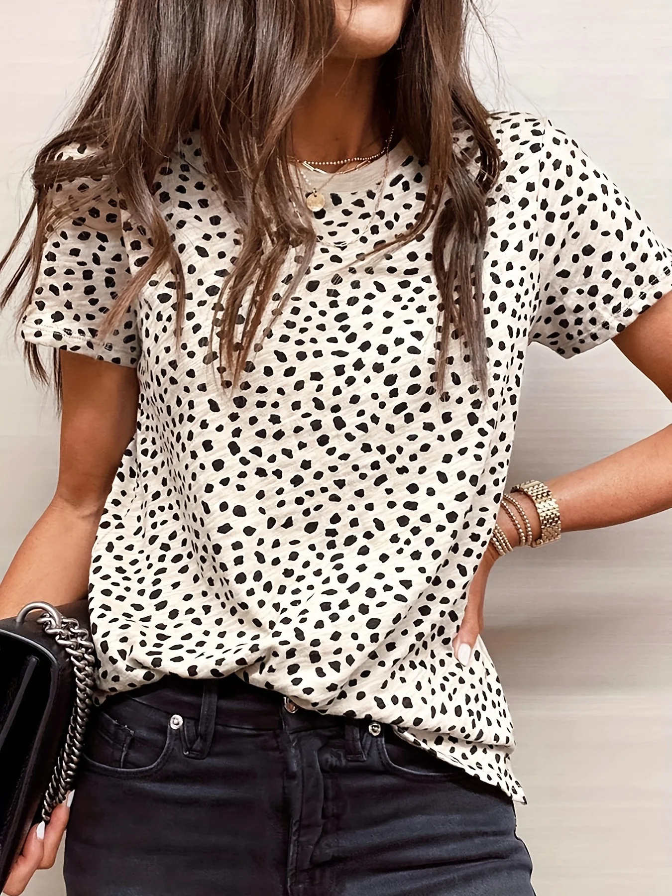 Women's Polka Dot Print Short Sleeve T-Shirt(Buy 3 Free Shipping)