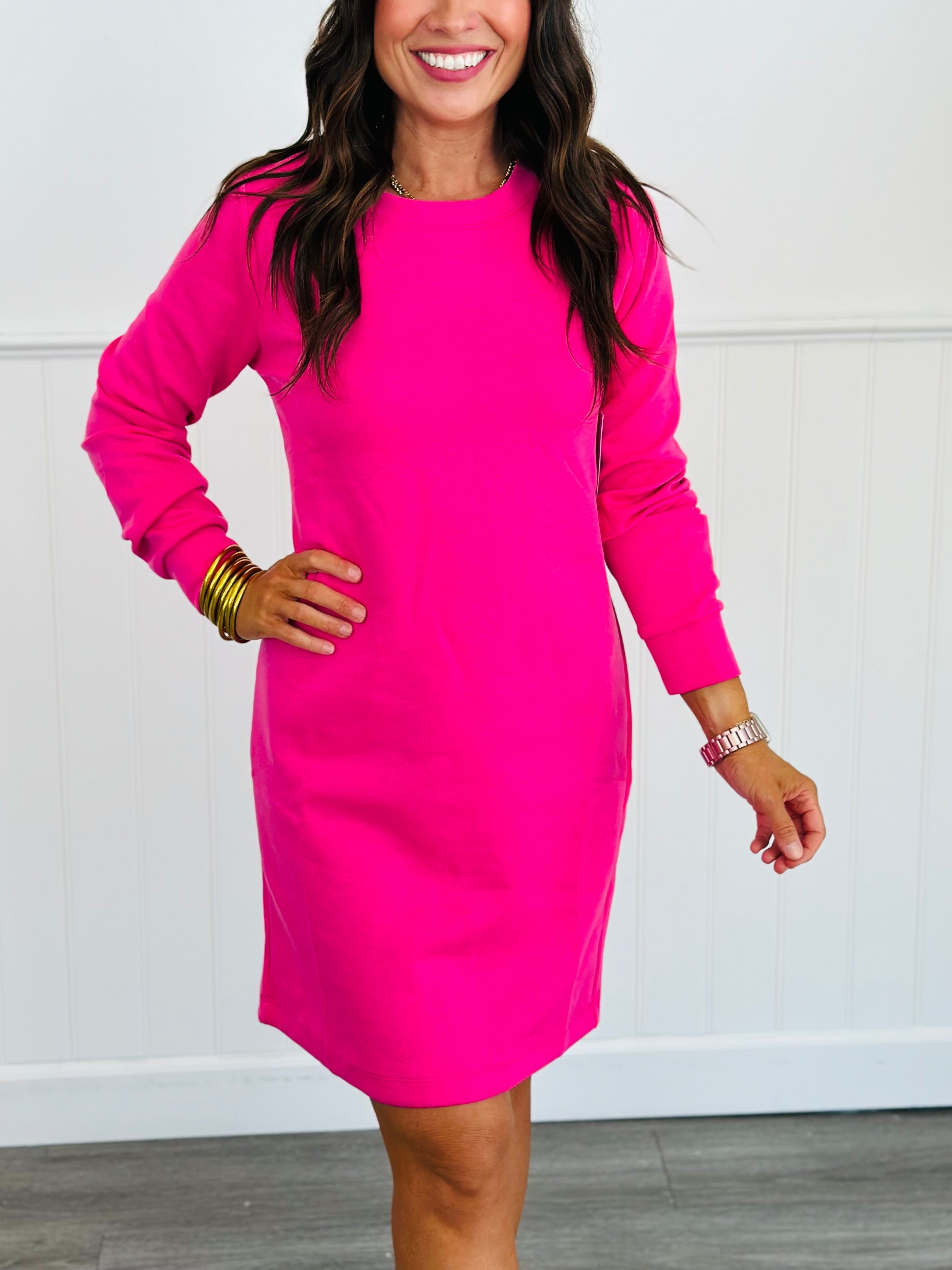 Get Comfy Long Sleeve Casual Mini Dress