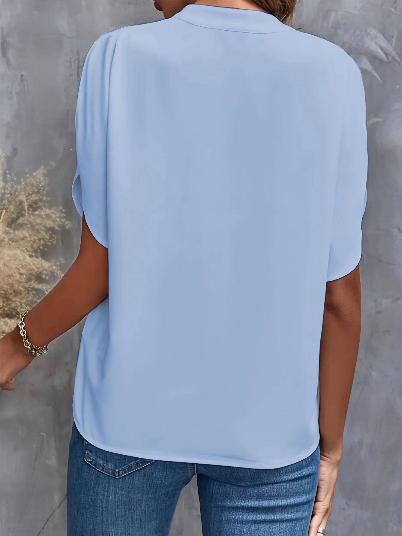 Women's Short Sleeve Solid Color Notch Collar Short Sleeve Shirt（Buy 3 Free Shipping）