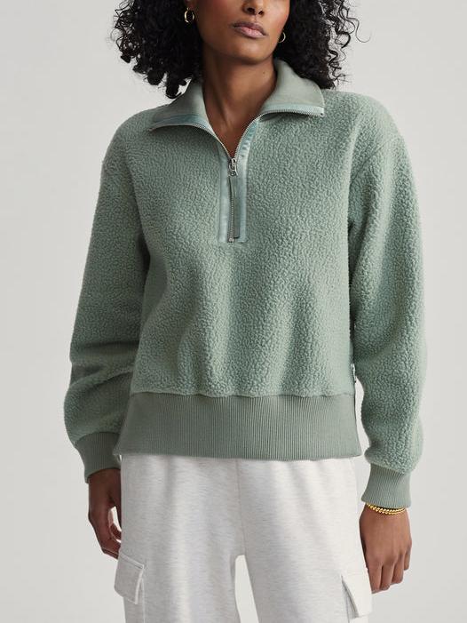  Women's Half Zip Oversized V Neck Fuzzy Knit Chunky Fleece