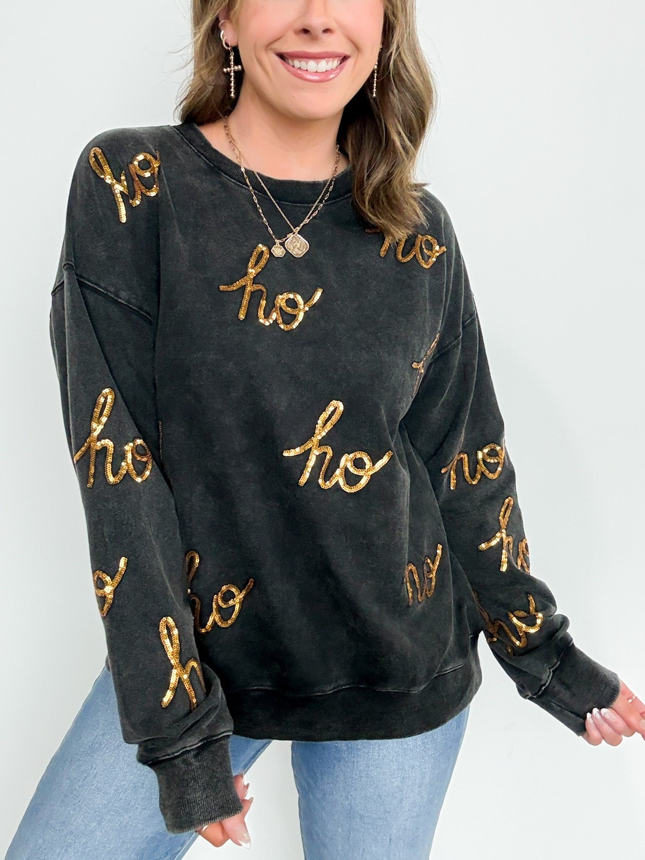 Women's Santa Pattern Sequin Pullover