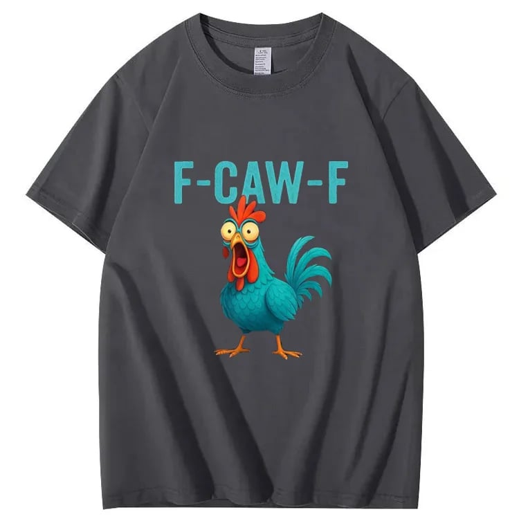 F-Caw-F Crazy Blue Chicken Pattern 100% Cotton T-Shirt