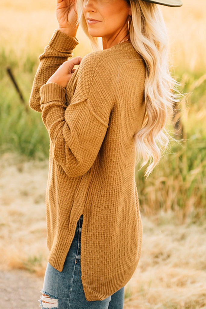 Henley Waffle Knit Sweater