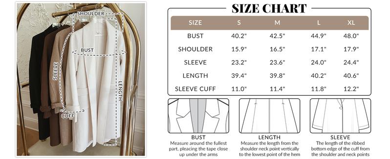 Ommig Women's TikTokShopBlackFriday Long Cardigan Wool Coat Open Front Pockets Warm Lapel Jacket Coat Fall Outerwear