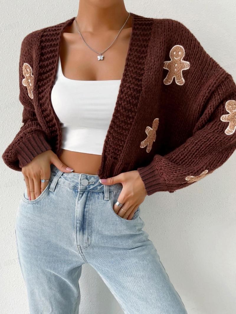 Women's Cartoon Print Drop Shoulder Cardigan
