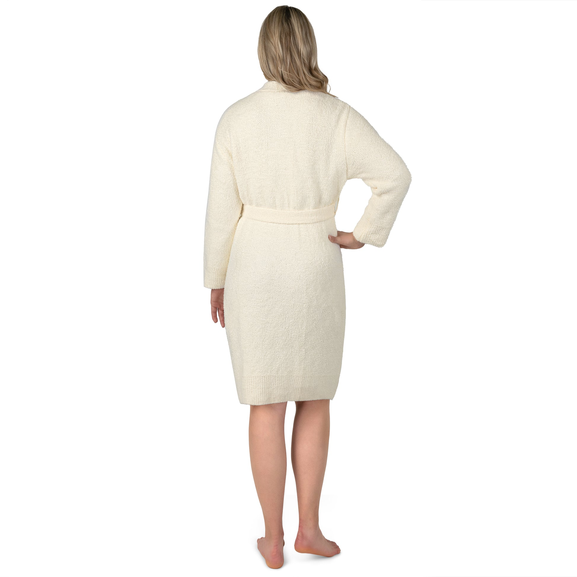 Womens Plush Robe, Super Soft Fuzzy Bathrobe, Cozy Spa Robe with Pockets