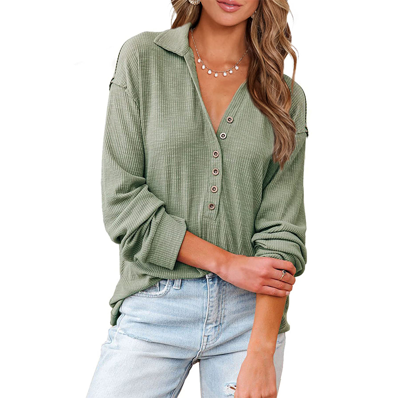 Women's Casual Button Down V Neck Blouses[BUY 2 FREE SHIPPING]