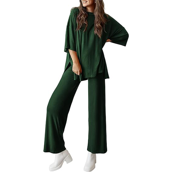 Women's 2 Piece Outfits Casual Short Tops and Wide Leg Pants Lounge Sets (Buy 2 Free Shipping)