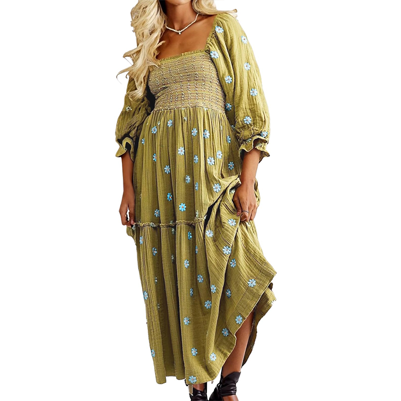 Women's Casual Embroidered Maxi Dress[BUY 2 FREE SHIPPING]