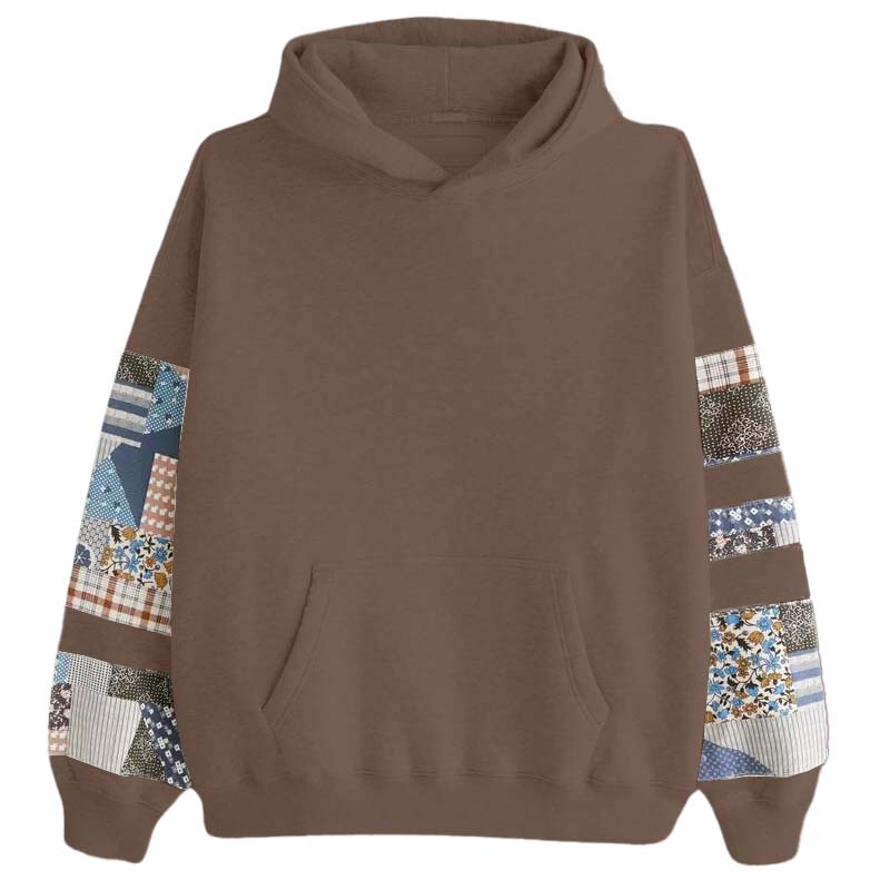 Womens Quilted Graphic Essential Popover Hoodie