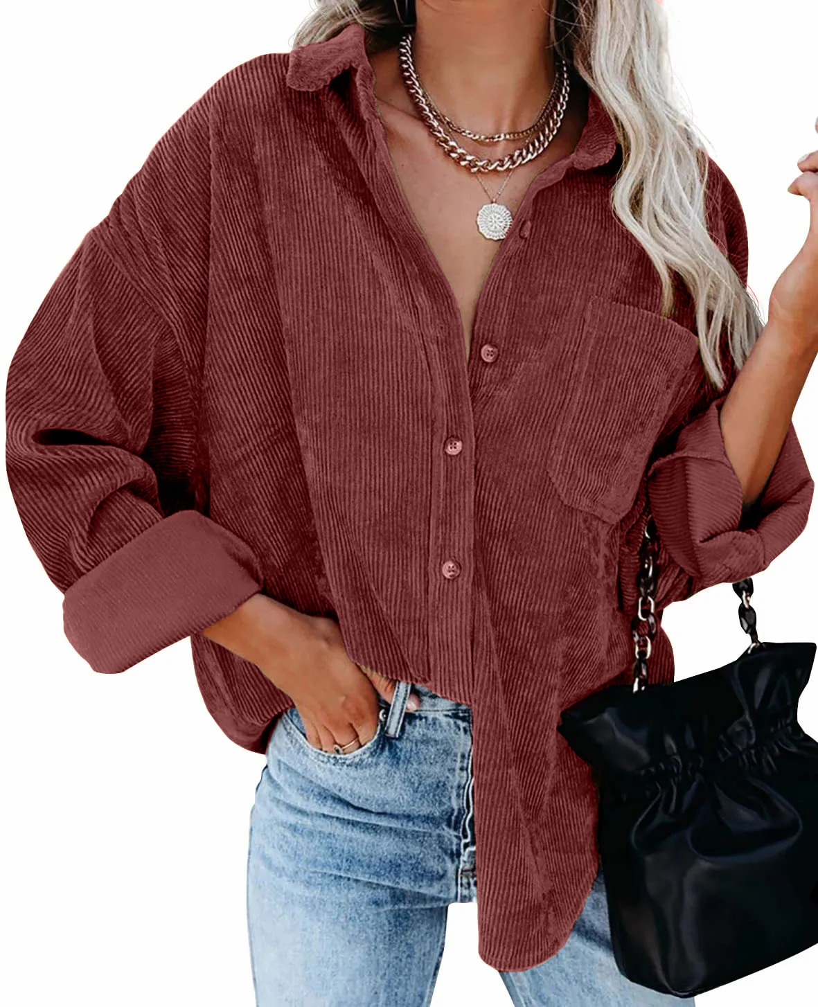 2024 New Autumn Oversized Long Sleeve Corduroy Button Down Shirt(BUY 2 FREE SHIPPING)