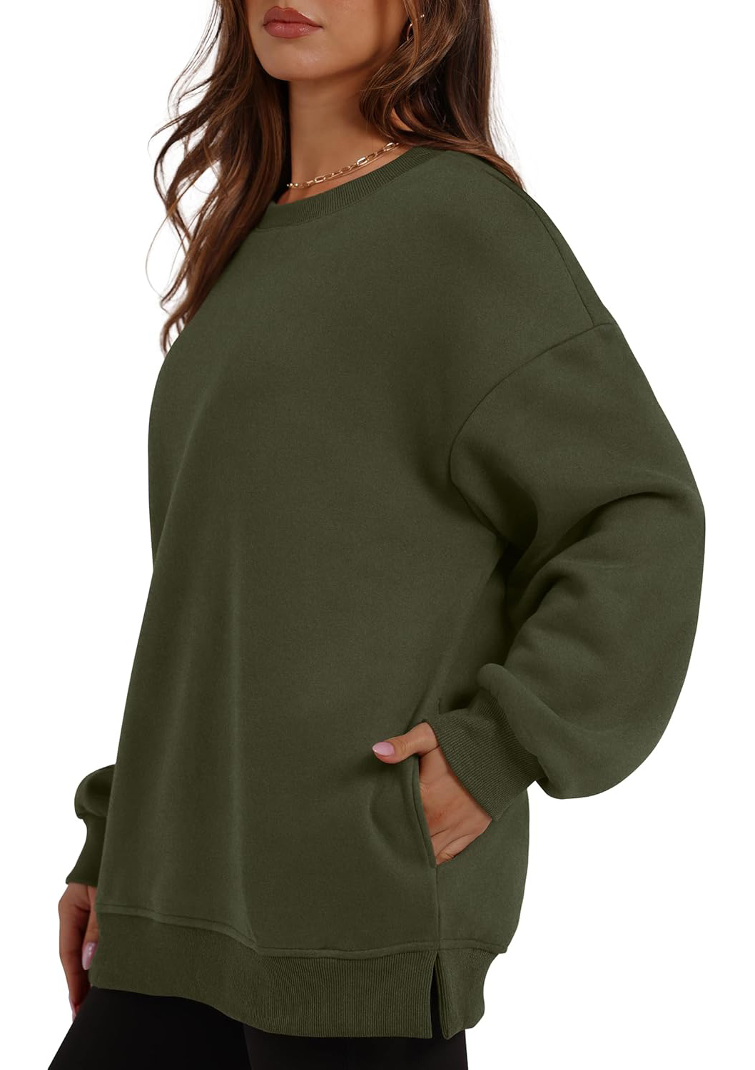 Women's Oversized Crewneck Pullover Sweatshirts with Pocket