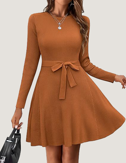Women's Fall Winter Casual Dress Crewneck Long Sleeve A-Line Sweater (BUY 2 FREE SHIPPING!!!)