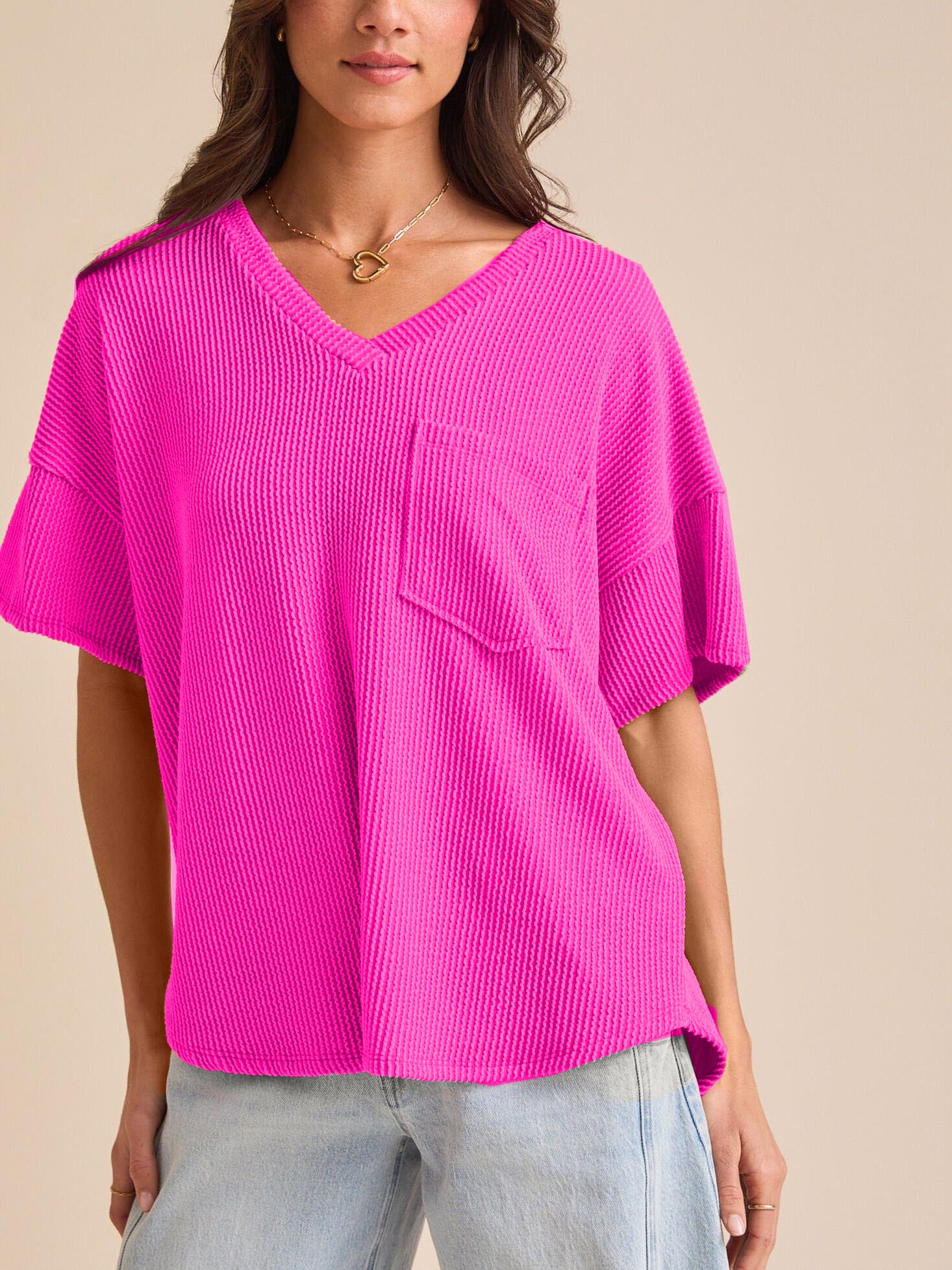 Women's Summer Ribbed Tunic Top