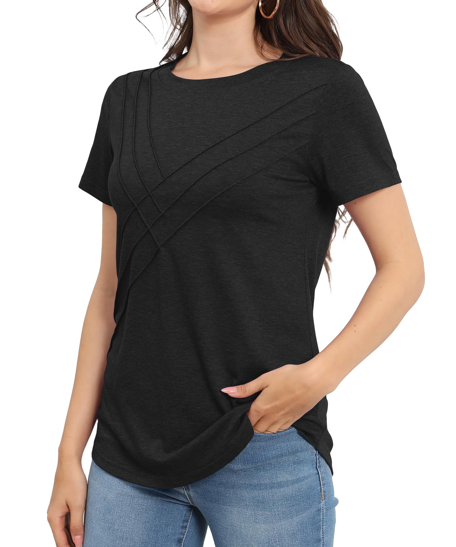 Women's Pleated Short Sleeve Top (buy 3 free shipping!!!)