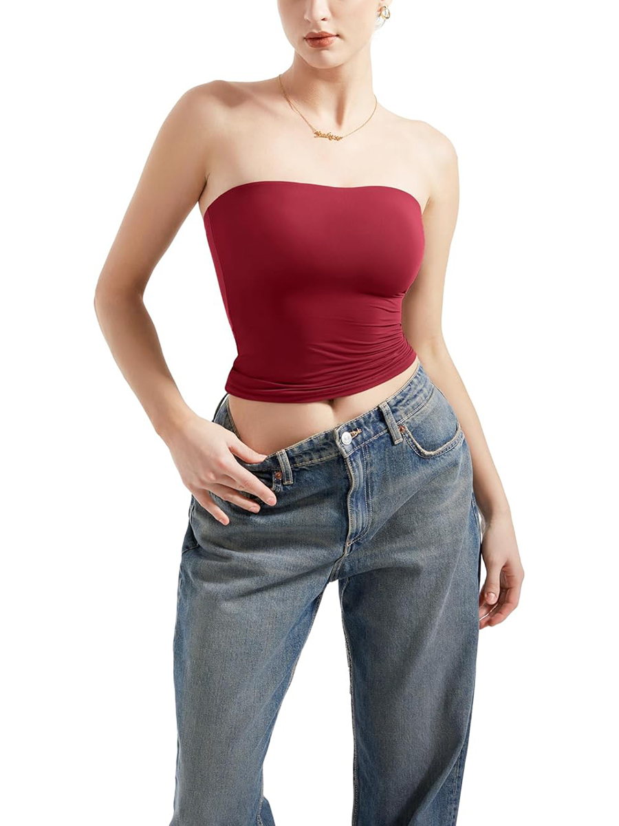 Women's Summer Sexy Tube Top Double Lined Basic Tank Top