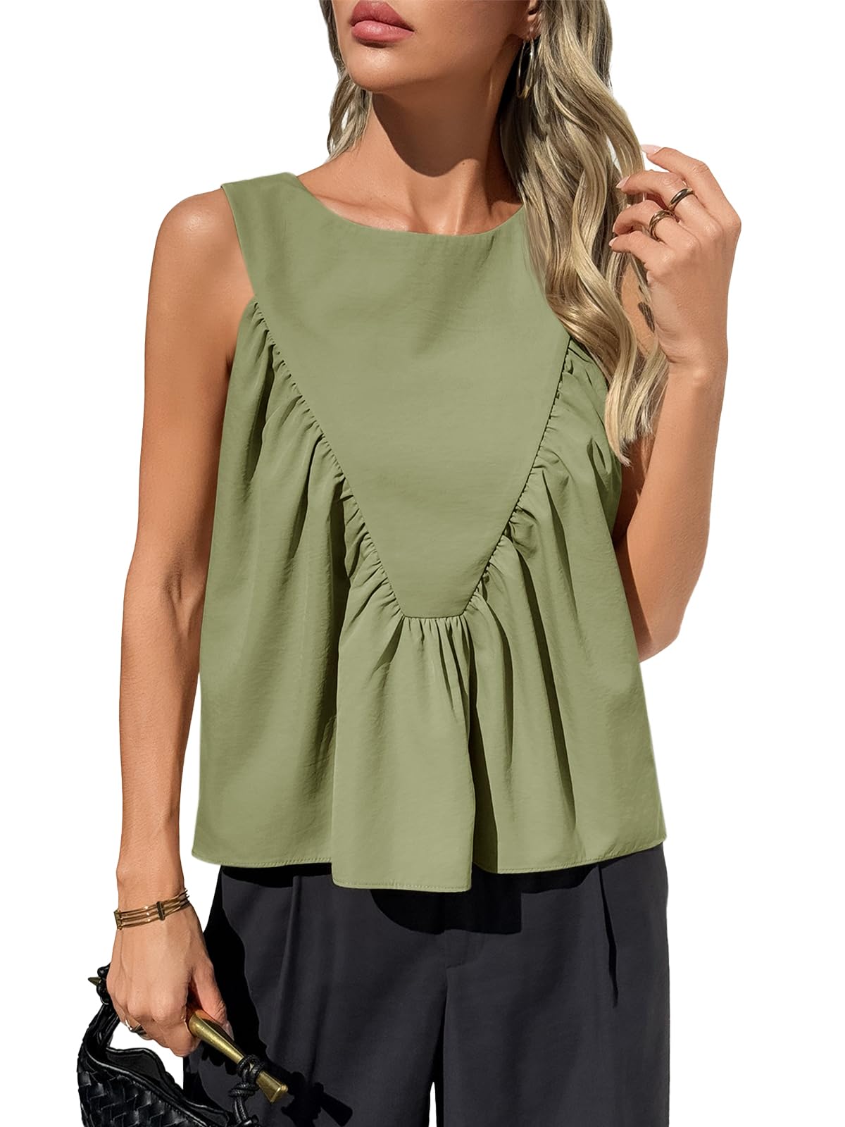 Womens Peplum Babydoll Tank Tops Summer Sleeveless Loose T Shirts (Buy 2 Free Shipping!!!)