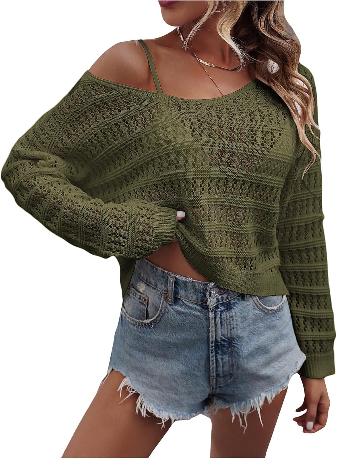 Hollow Knit Drop-Shoulder Sweater Top (Buy 2 Free Shipping!!!)