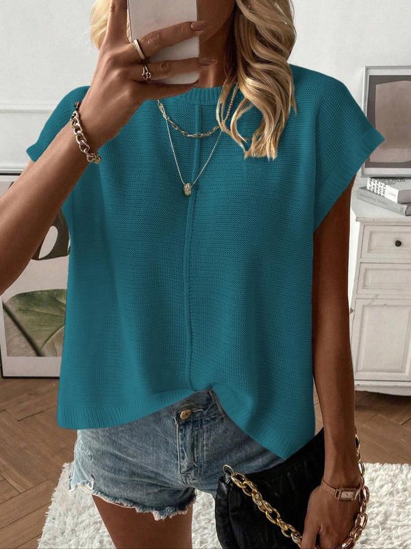 Women's Casual Breathable Fitted Short Sleeve Round Neck Knit Top (Buy 2 Free Shipping!!!)