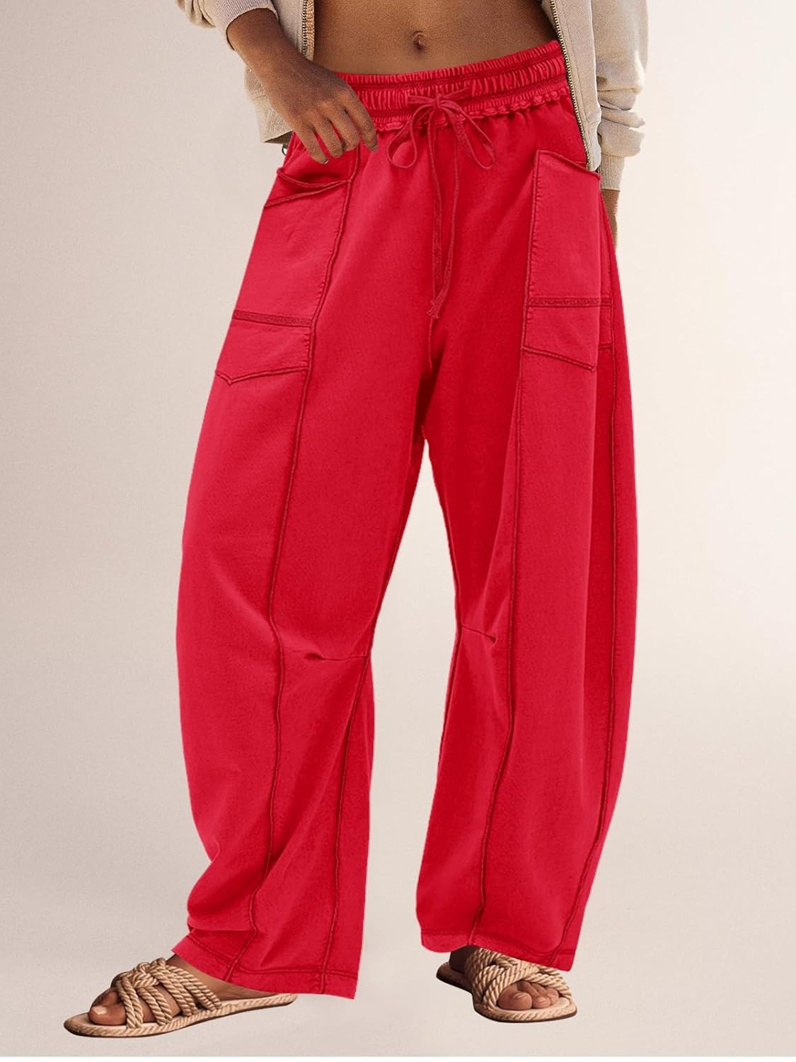 Women's Casual Drawstring Wide Leg Sweatpants Baggy Barrel Pants