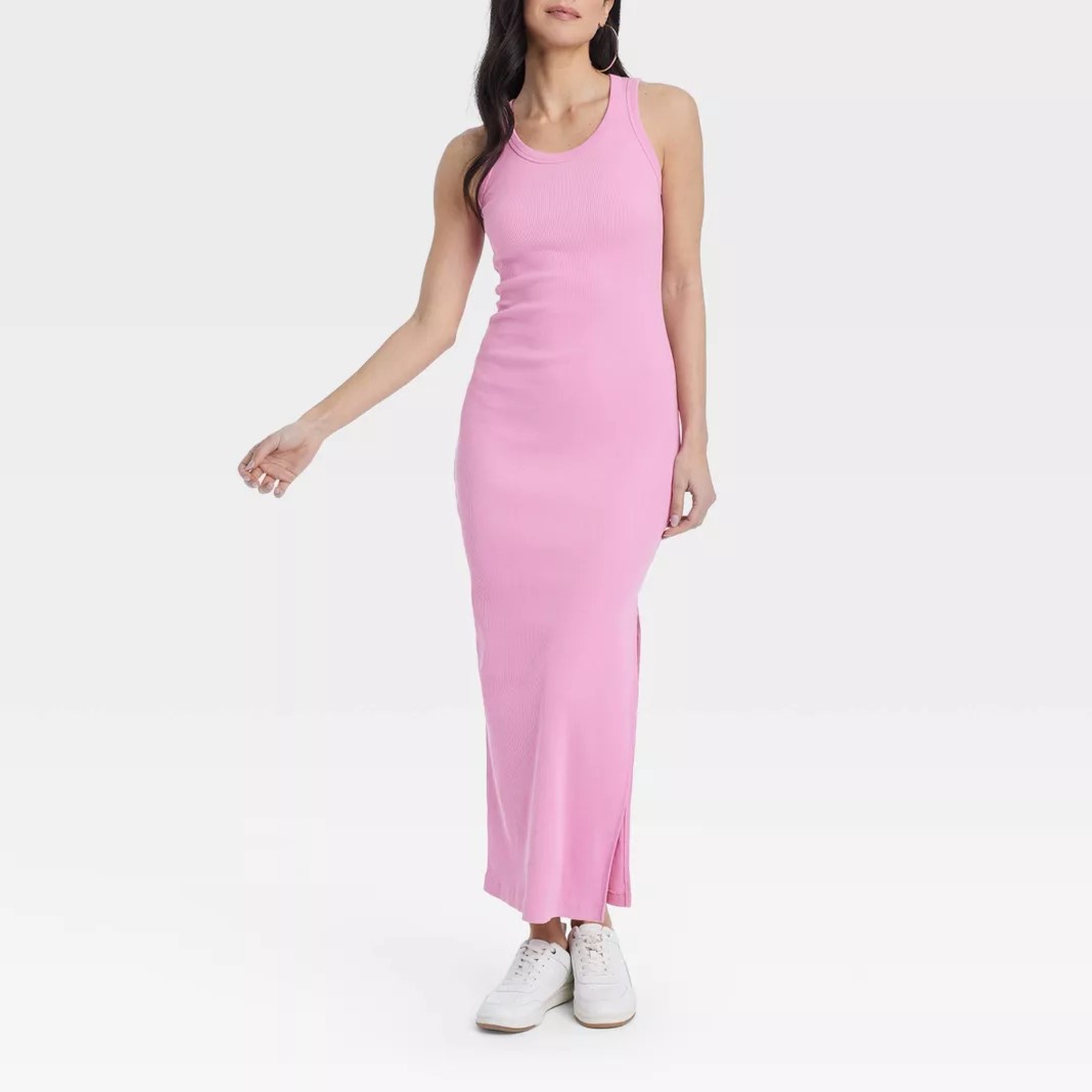 Women's Knitted Maxi Slim Fit Slit Tank Dress