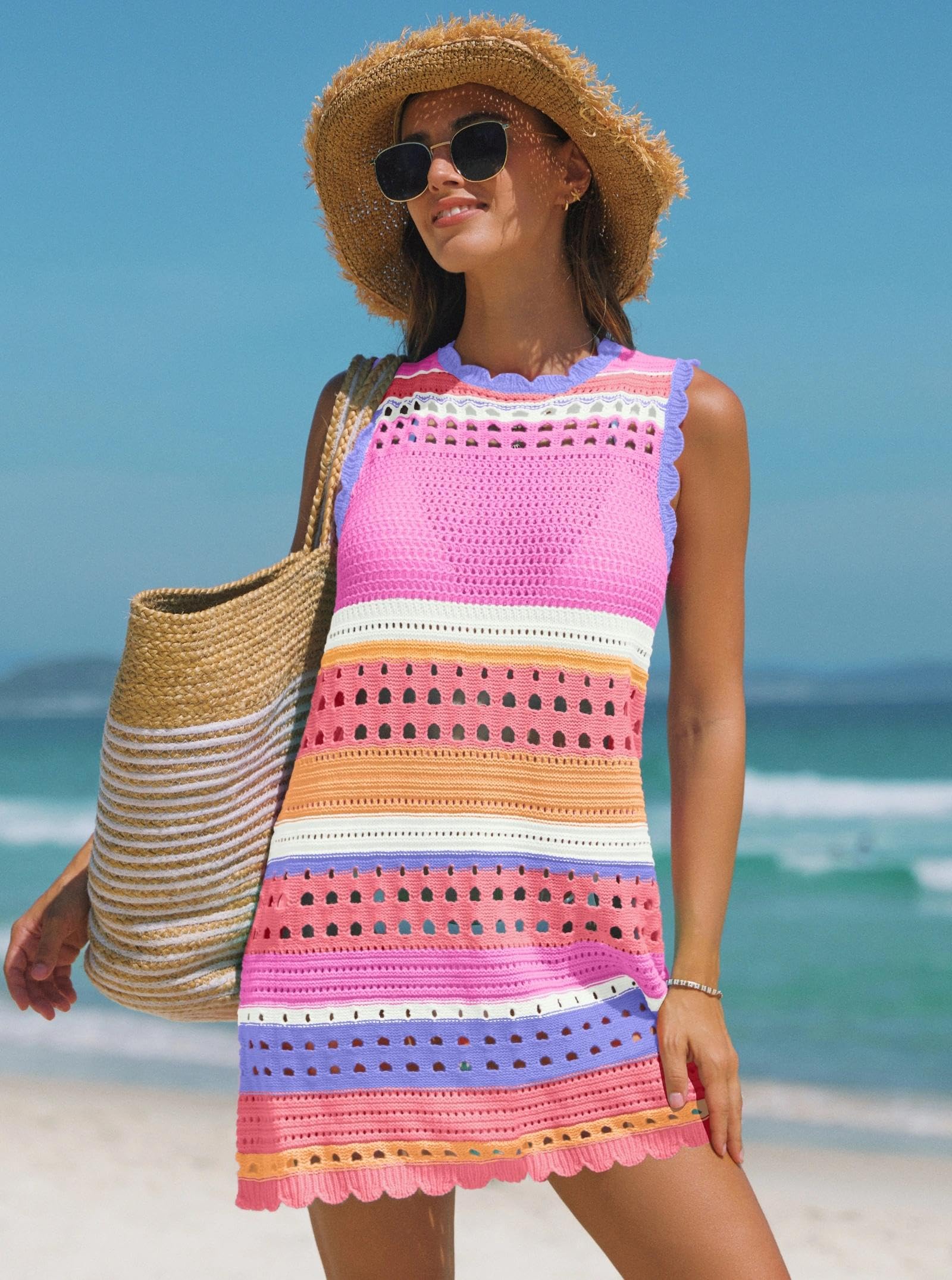 HOT SALE Women’s Crochet Knit Swim Cover-Up Dress