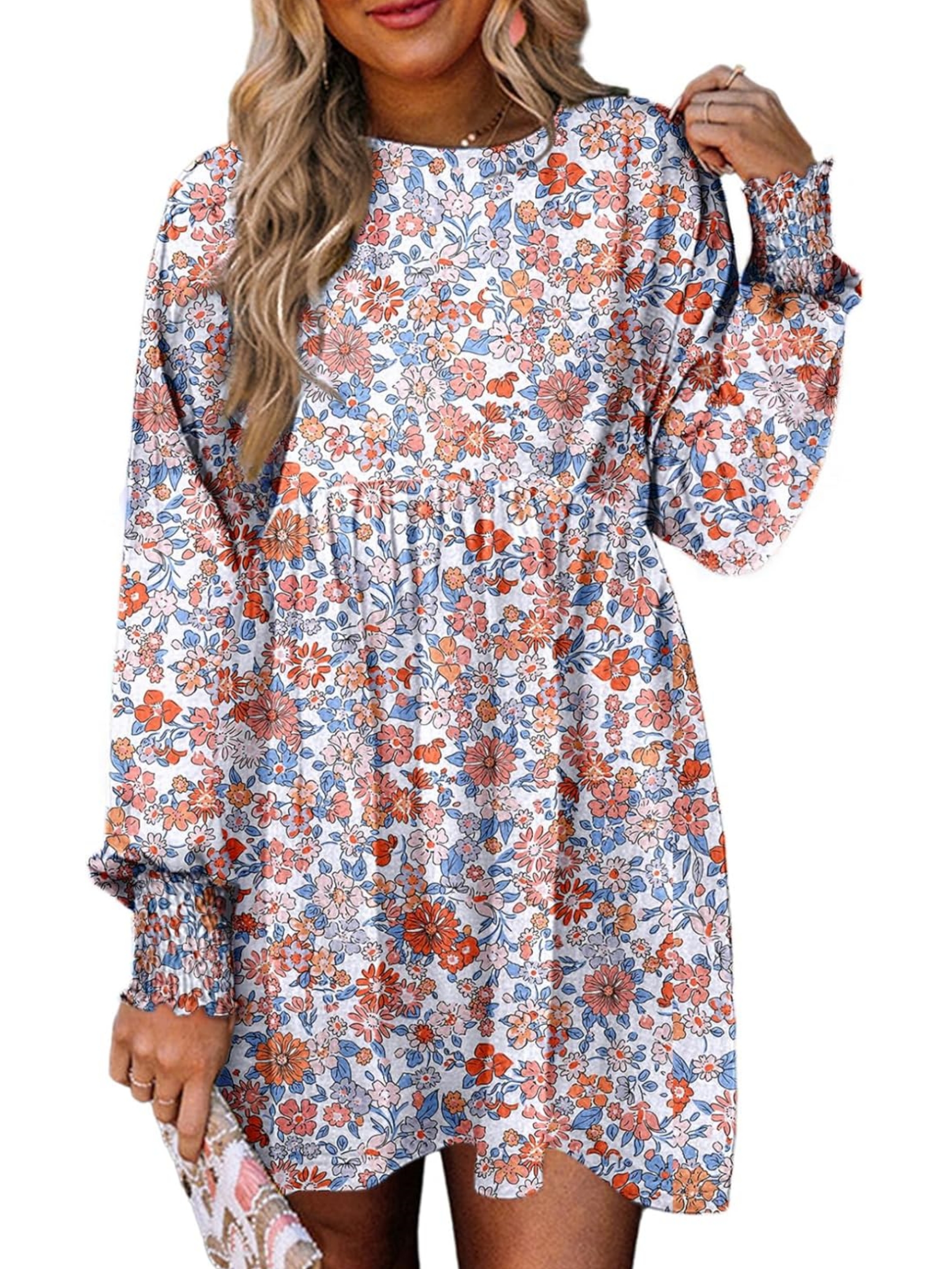 Floral Boho Flowy Swing Mini Dress (Buy 2 Free Shipping)