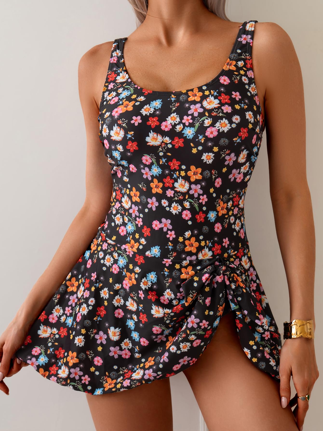 Women's Printed One Piece Swimsuits Tummy Control Swim Dresses