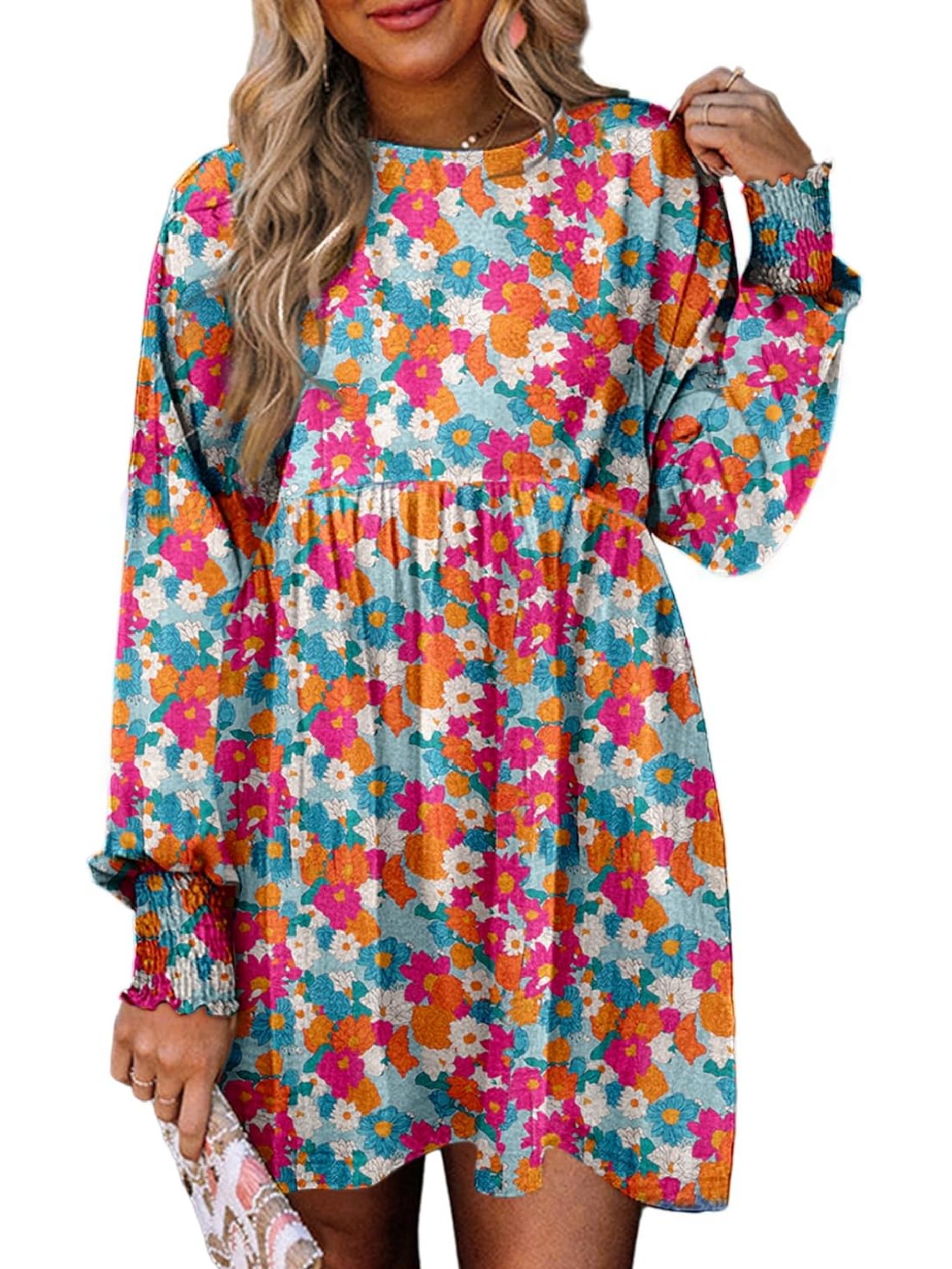 Floral Boho Flowy Swing Mini Dress (Buy 2 Free Shipping)