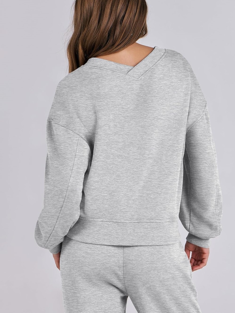 Women's V Neck Sweatshirts Wide Leg Jogger Sweatpants Lounge Sets