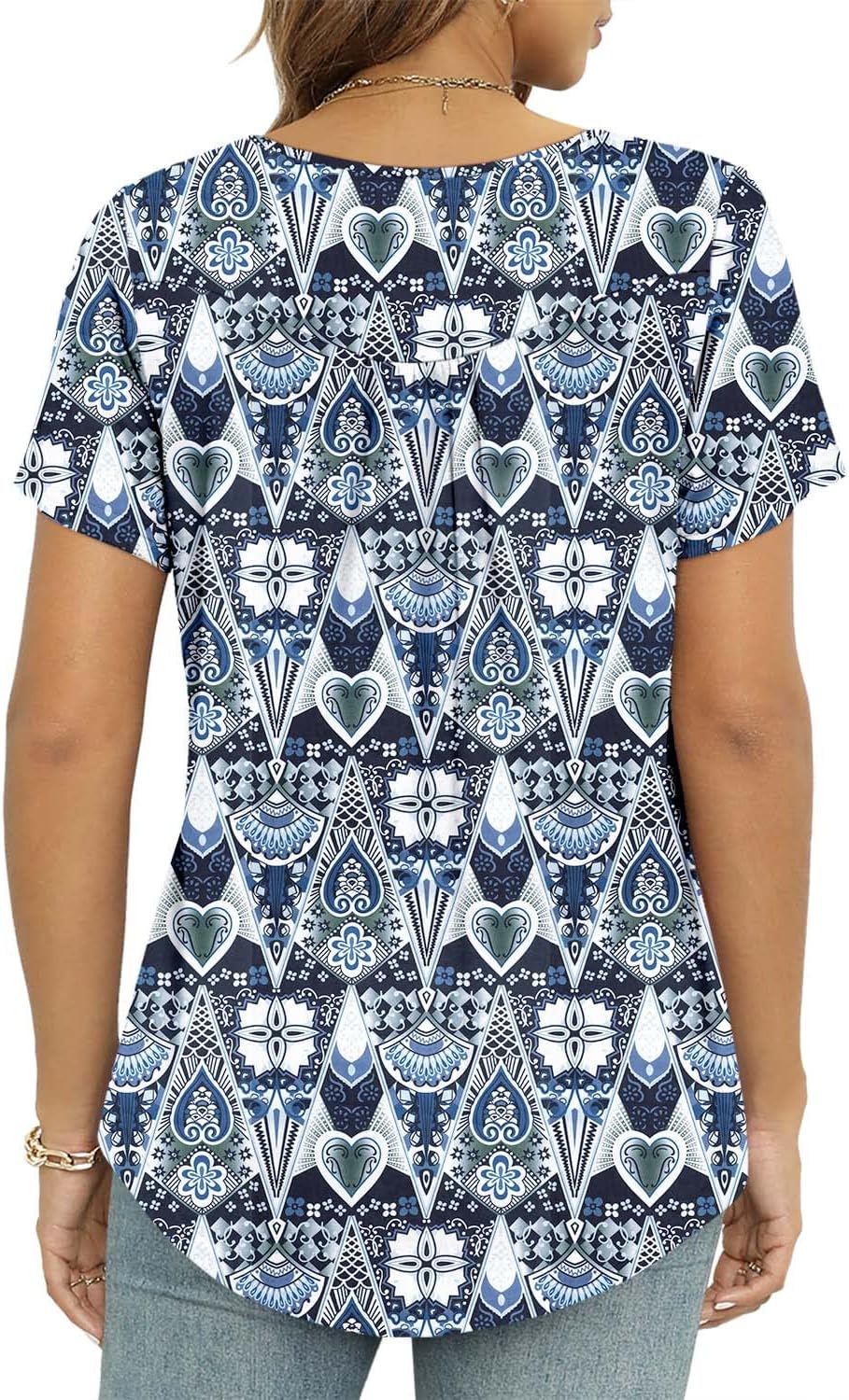 Women's Summer Printed Pleated Crew Neck Tee (Buy 3 Free Shipping)