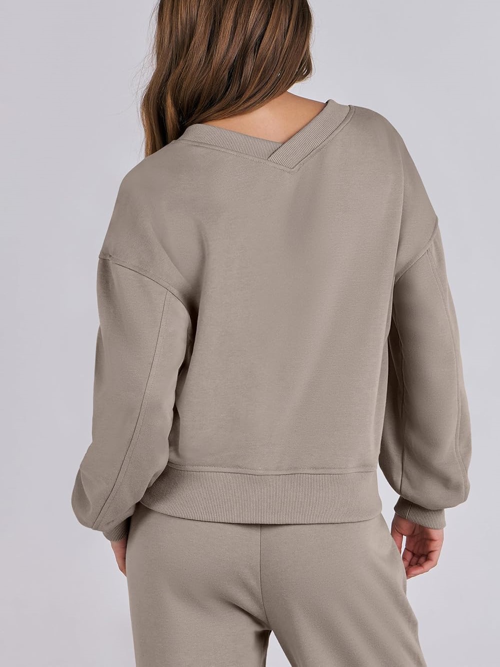 Women's V Neck Sweatshirts Wide Leg Jogger Sweatpants Lounge Sets