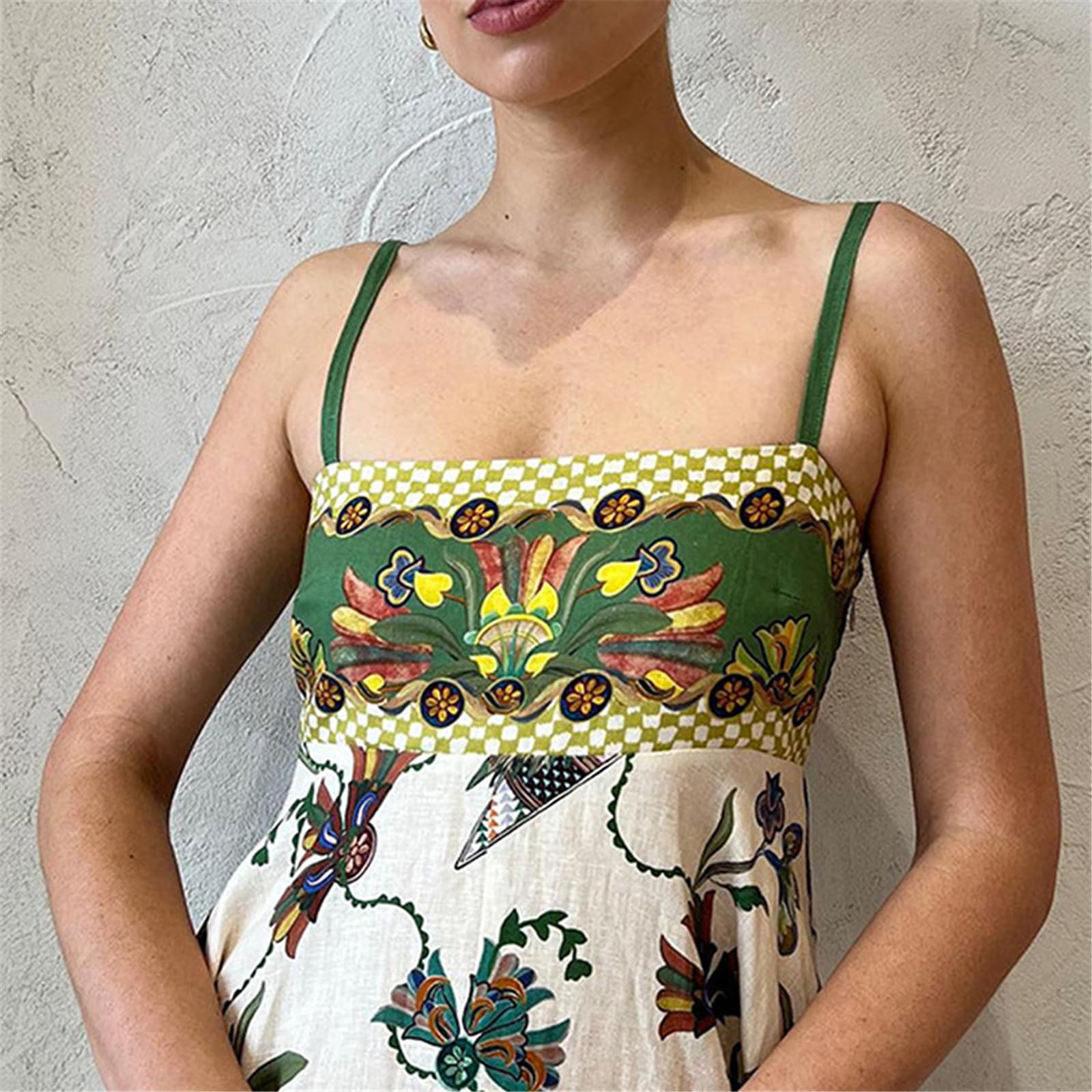 Women Boho Beach Spaghetti Strap Flowy Dress 