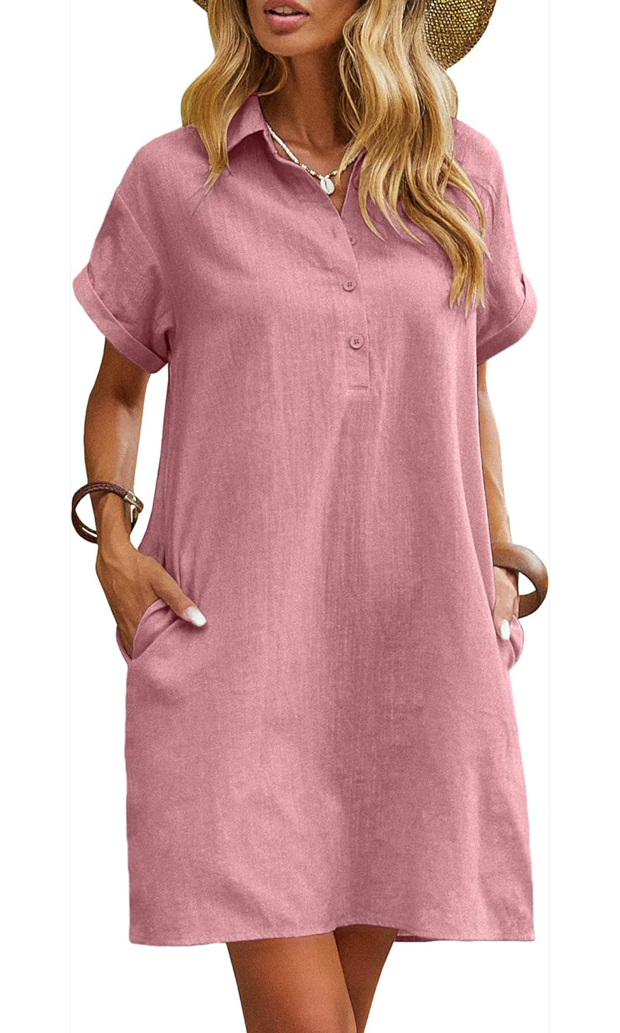 Women's Casual Short Sleeve Linen Dress With Pockets(Buy 2 Free Shipping)