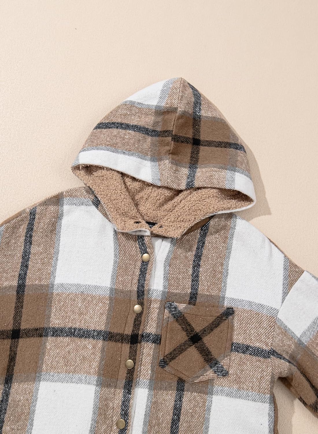 Women's Flannel Hooded Plaid Shacket Thick Coat Fuzzy Fleece Jacket(BUY 2 FREE SHIPPING)