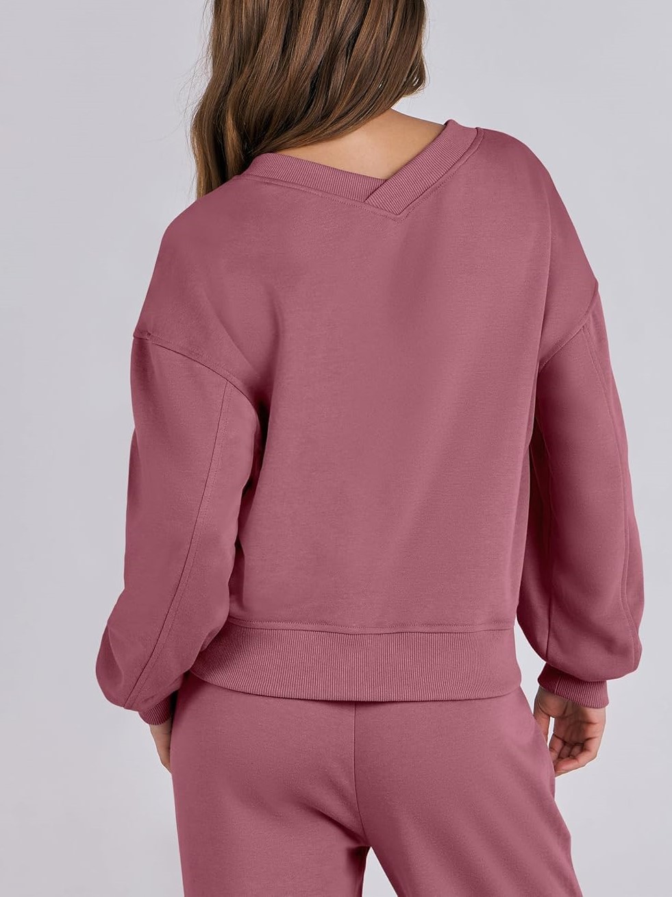 Women's V Neck Sweatshirts Wide Leg Jogger Sweatpants Lounge Sets