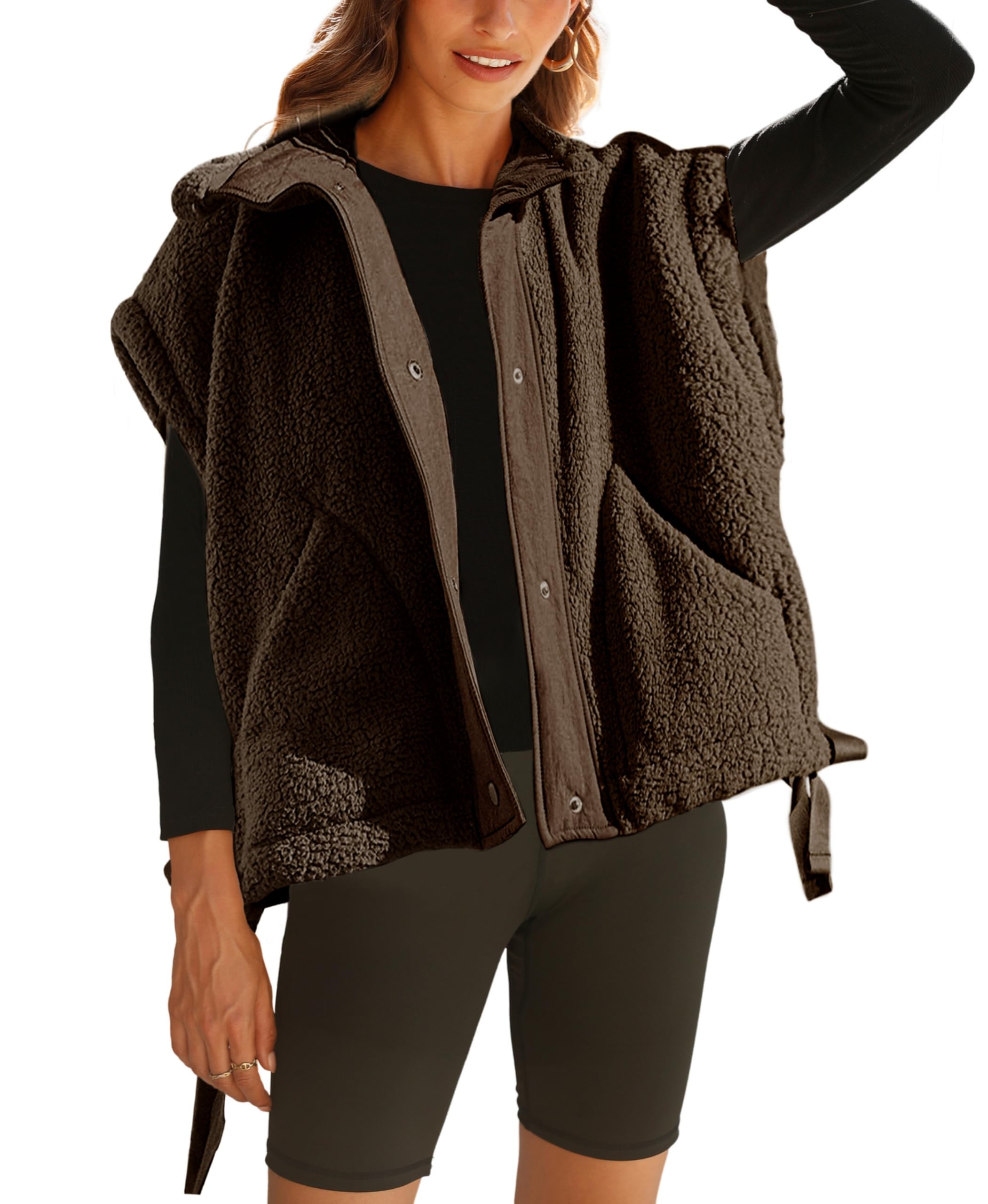  Women's Fuzzy Fleece Vest Oversized Sleeveless Sherpa Jacket (Buy 2 10% off)