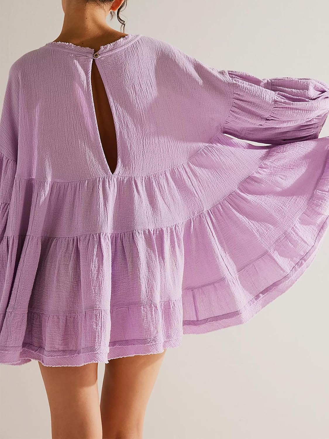 Casual Balloon Sleeve Ruffle Top (Buy 2 Free Shipping)