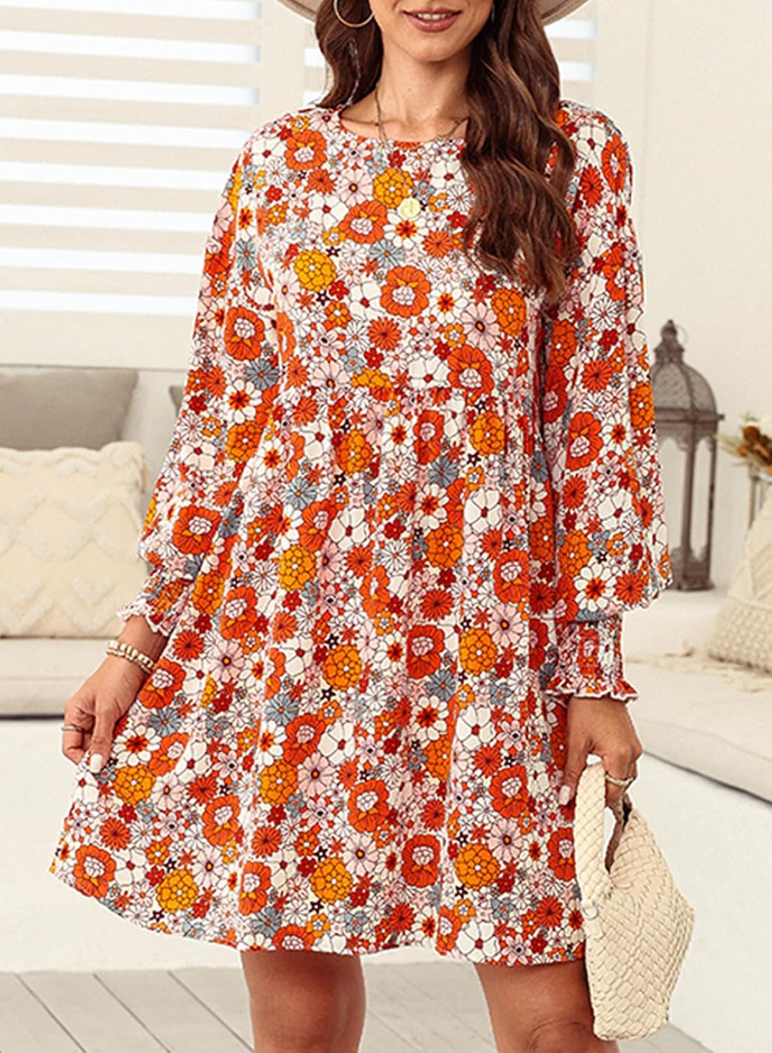 Floral Boho Flowy Swing Mini Dress (Buy 2 Free Shipping)