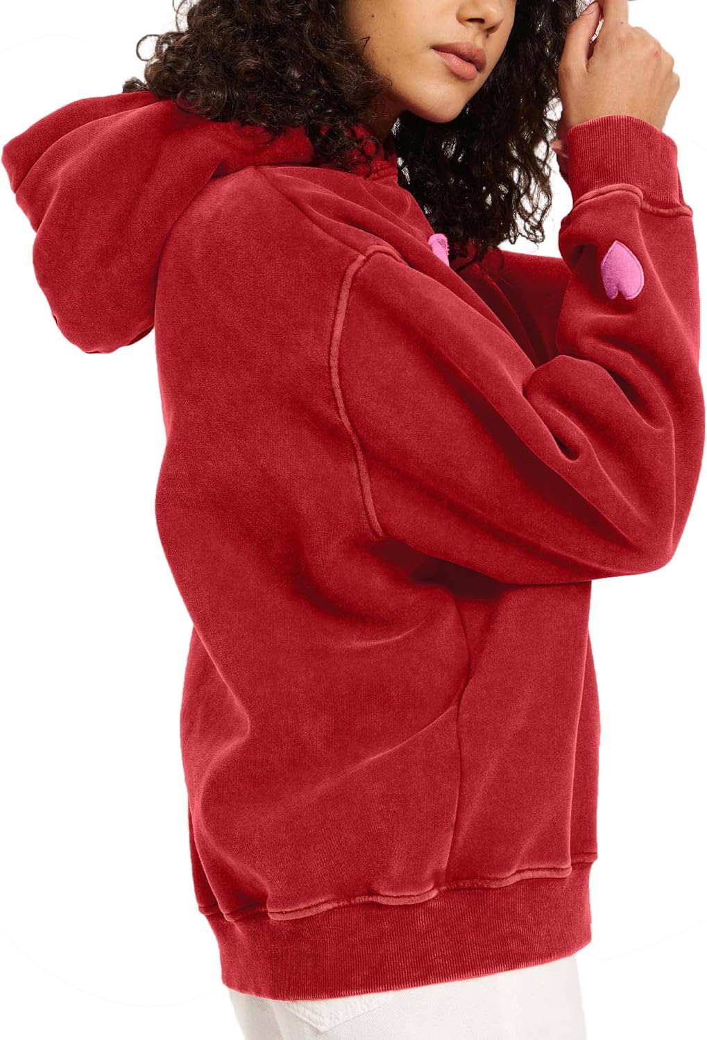 Women's Oversized Heart Patch Couples Hooded Sweatshirts